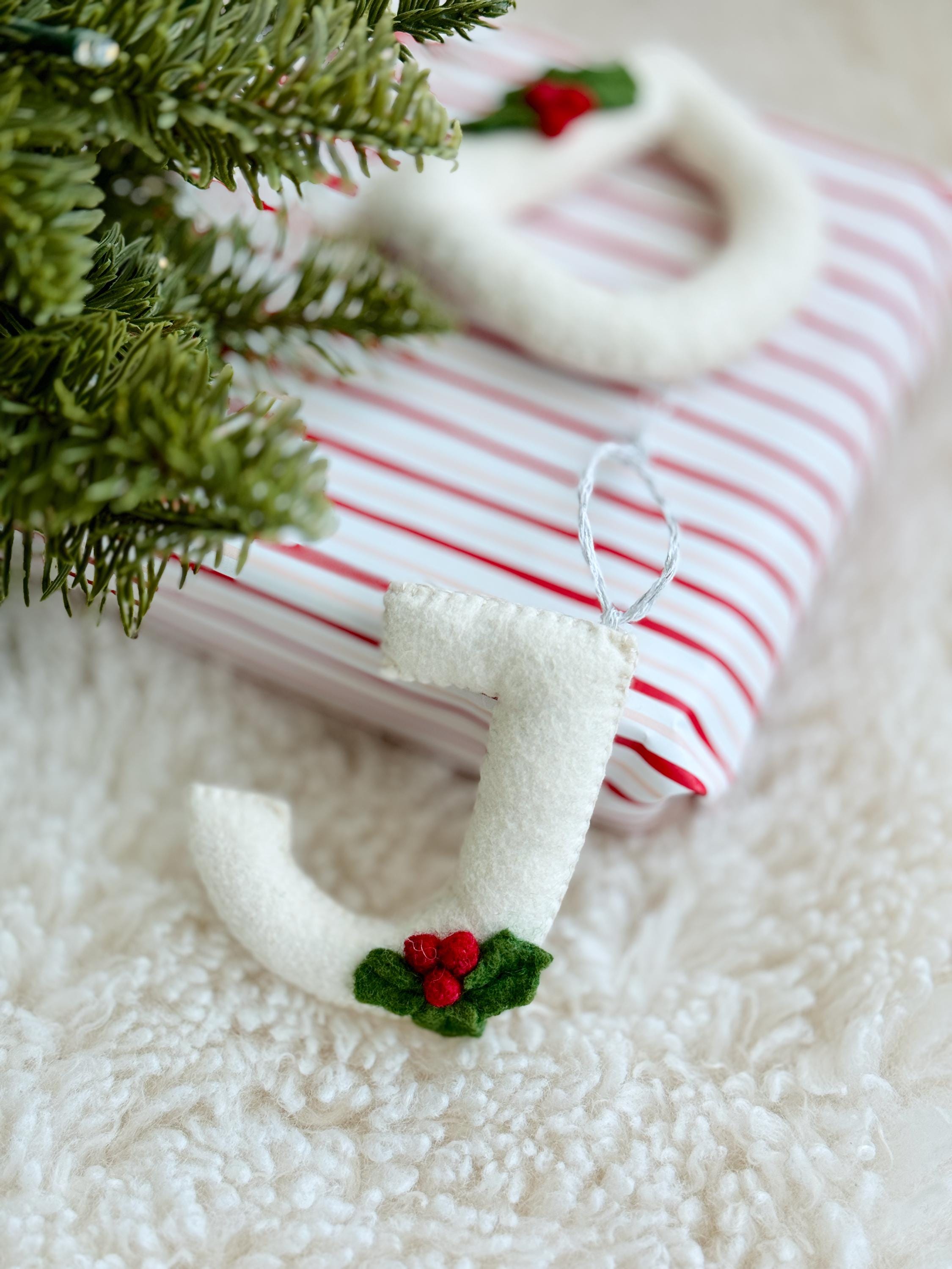 Initial Ornament, Handmade Felt Ornaments, Personalized Stocking Tags, Stocking Stuffers For Teens