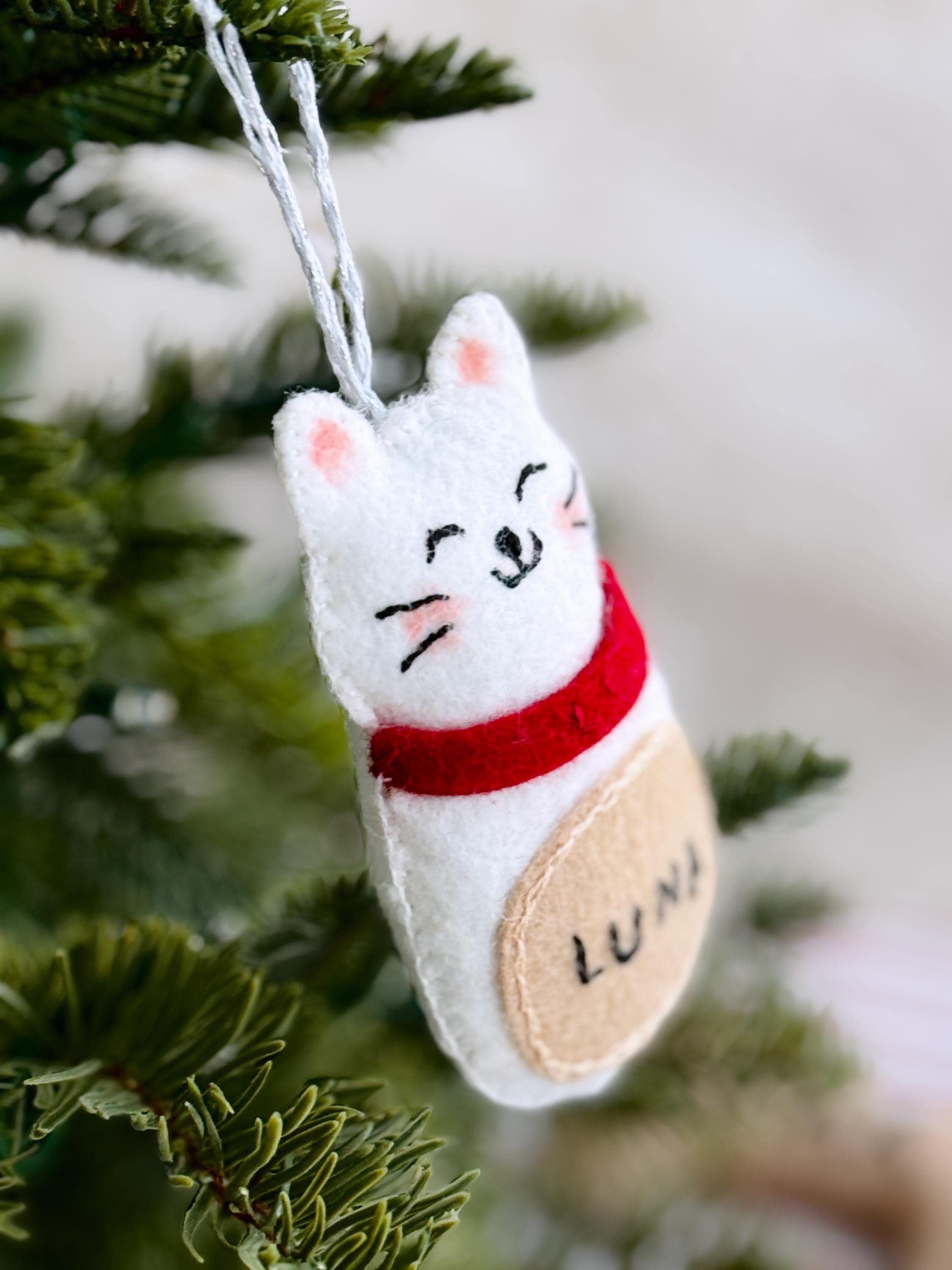 Custom Cat Ornament, Personalized Cat Memorial Ornament, Felt Christmas Tree Decorations, Pet Loss Gifts, Cat Mom Gifts