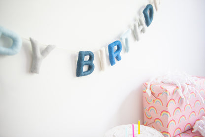 Happy Birthday Banner - Blue Tones