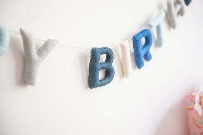 Happy Birthday Banner - Blue Tones