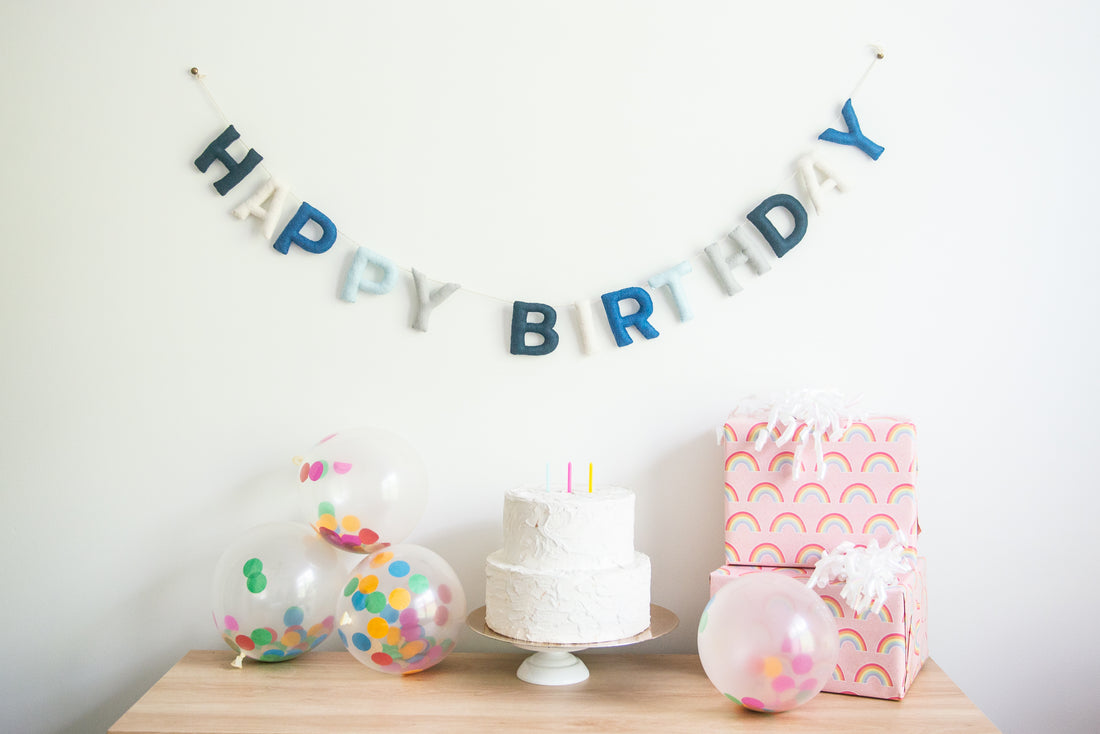 Happy Birthday Banner - Blue Tones