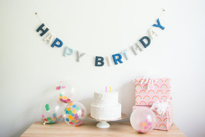 Happy Birthday Banner - Blue Tones