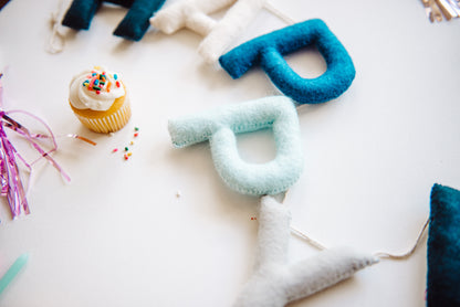 Happy Birthday Banner - Blue Tones