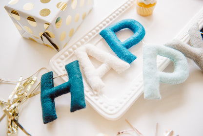 Happy Birthday Banner - Blue Tones