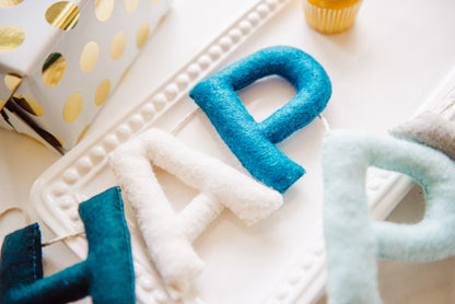 Happy Birthday Banner - Blue Tones