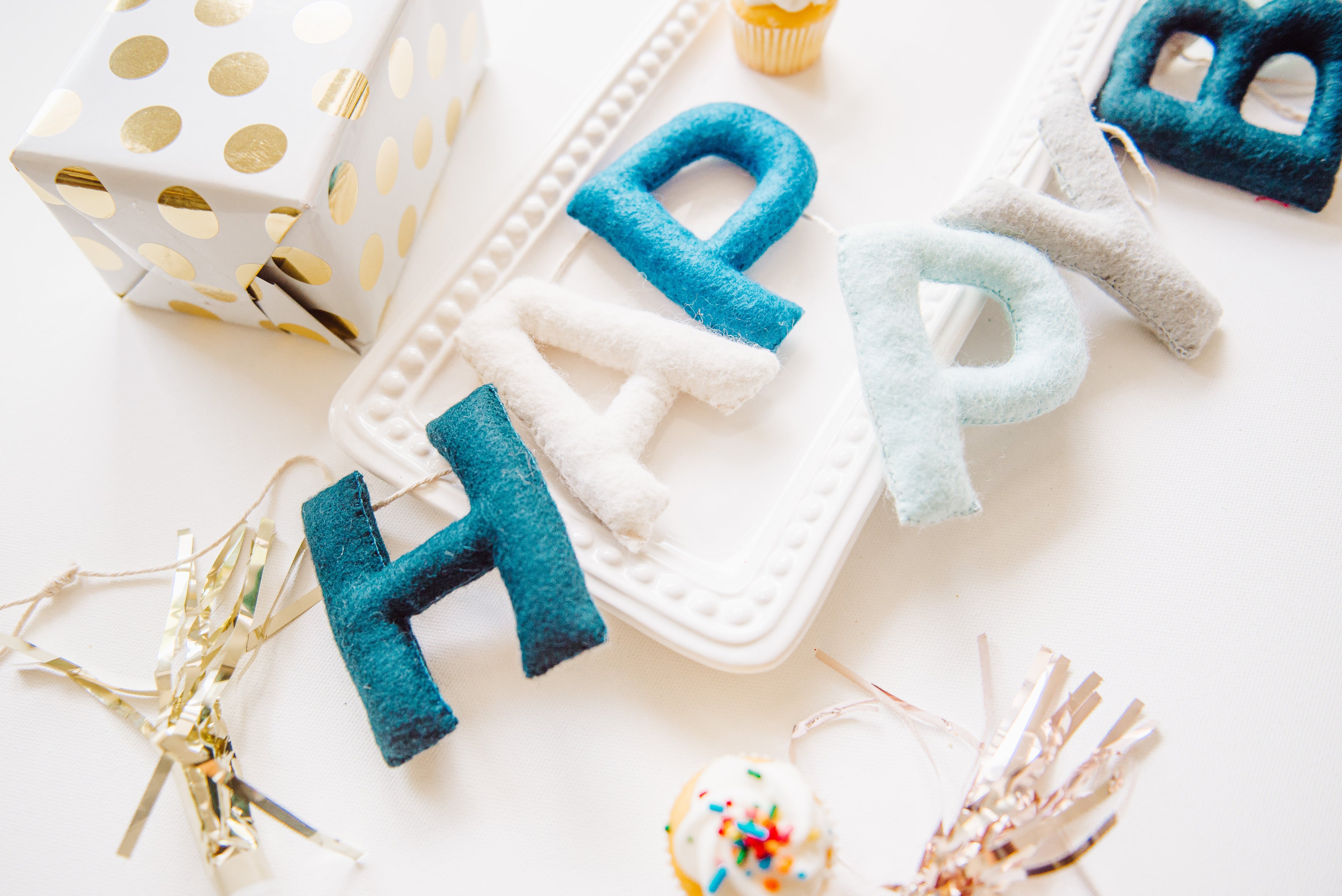 Happy Birthday Banner - Blue Tones