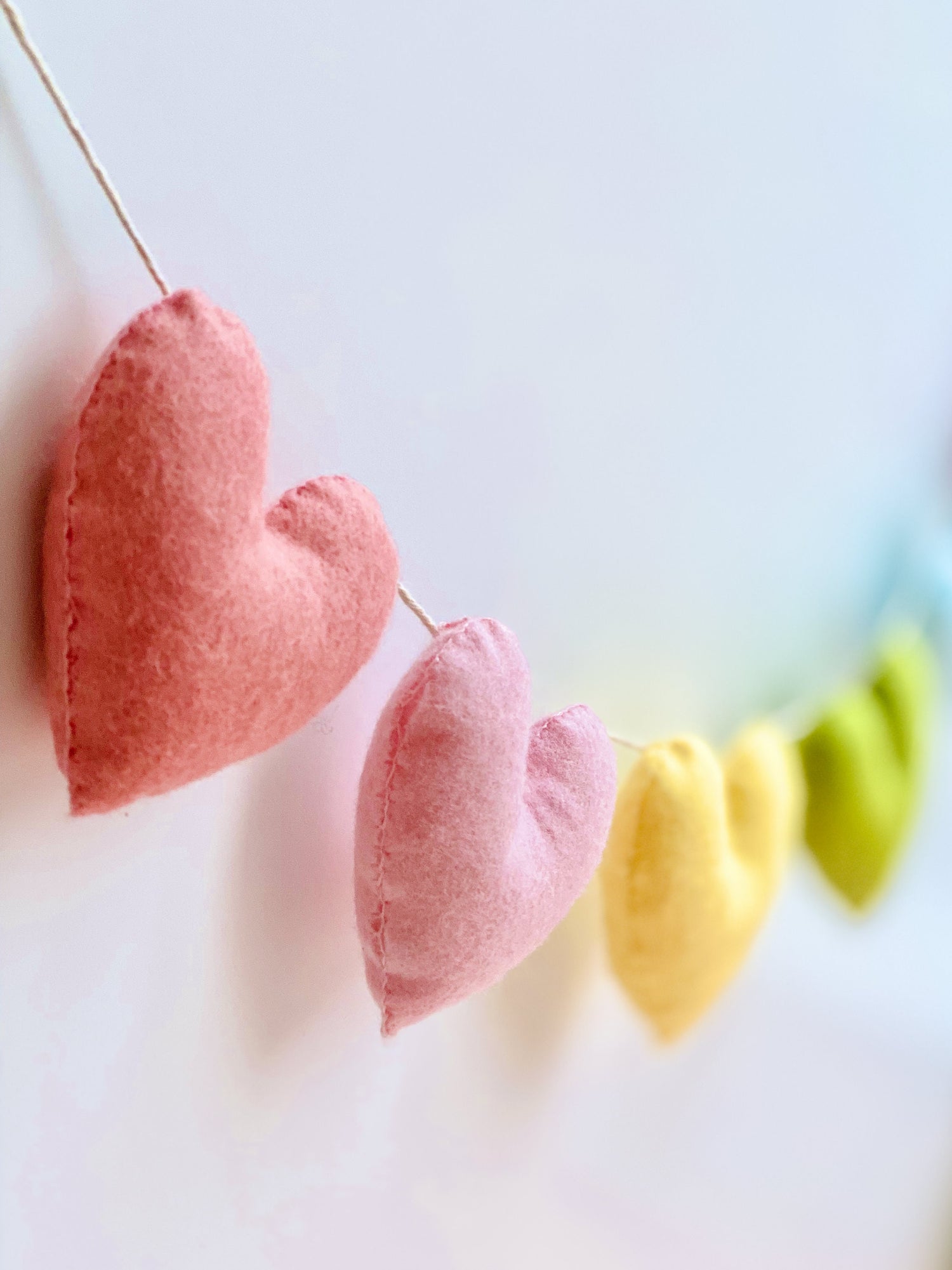 Valentine Garland, Pastel Rainbow Felt Garland, Felt Hearts, Heart Garland, Valentine Mantle Decor