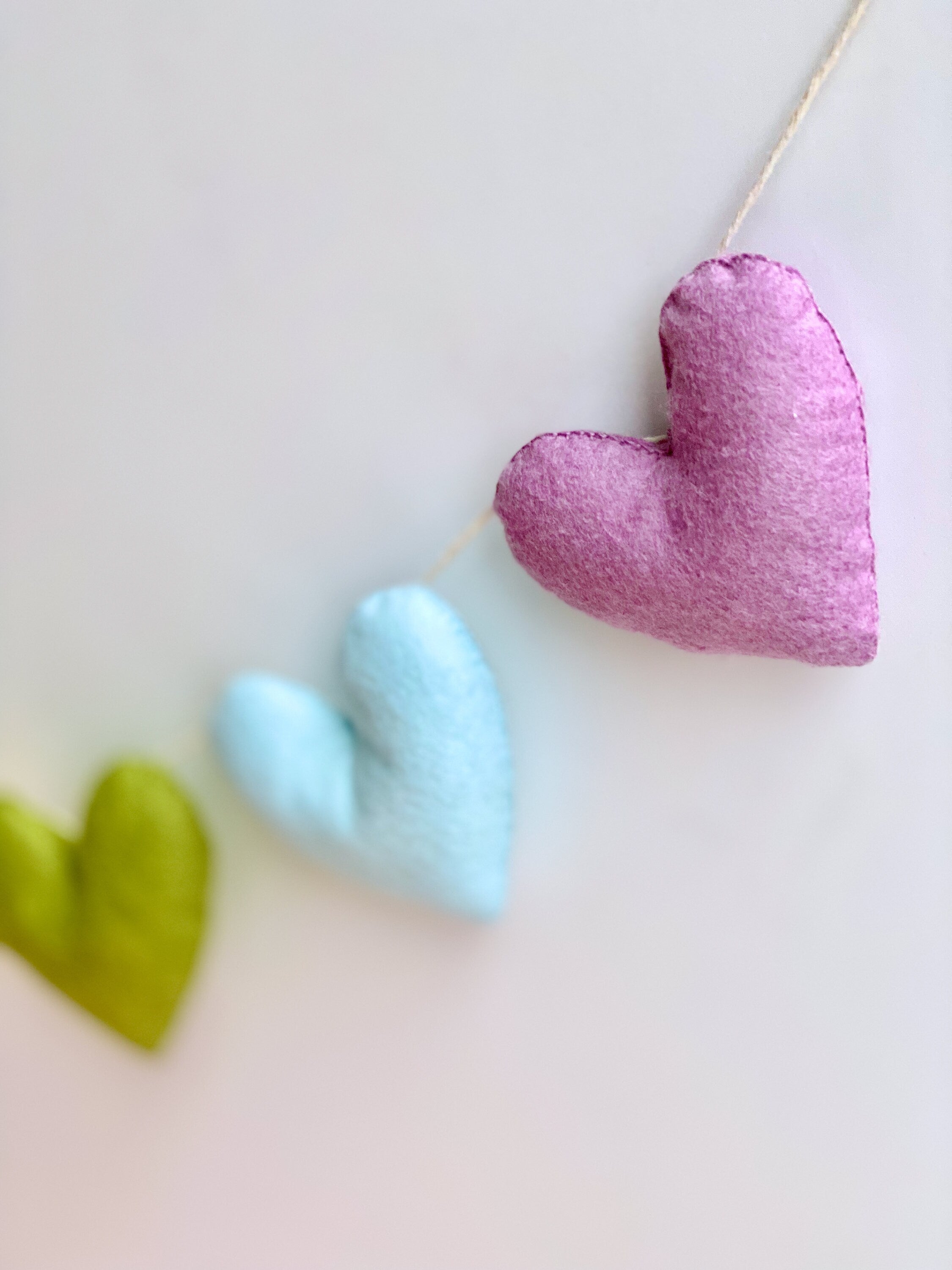 Valentine Garland, Pastel Rainbow Felt Garland, Felt Hearts, Heart Garland, Valentine Mantle Decor