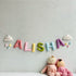 Name Sign for Nursery girl featuring name in Pastel Rainbow colors and hanging clouds, Made of high quality wool blend Felt.