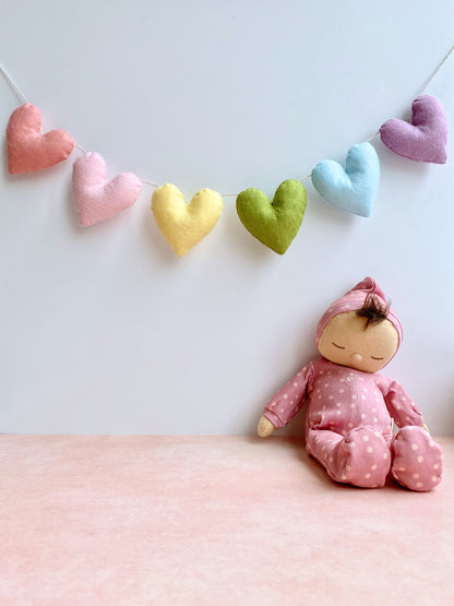 Valentine Garland, Pastel Rainbow Felt Garland, Felt Hearts, Heart Garland, Valentine Mantle Decor