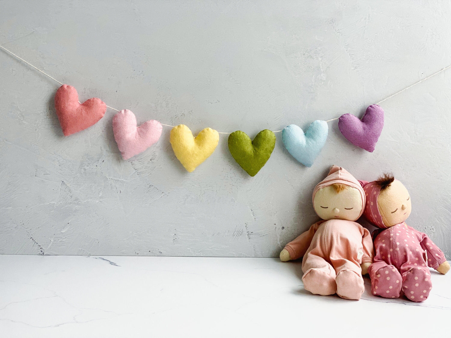 Valentine Garland, Pastel Rainbow Felt Garland, Felt Hearts, Heart Garland, Valentine Mantle Decor