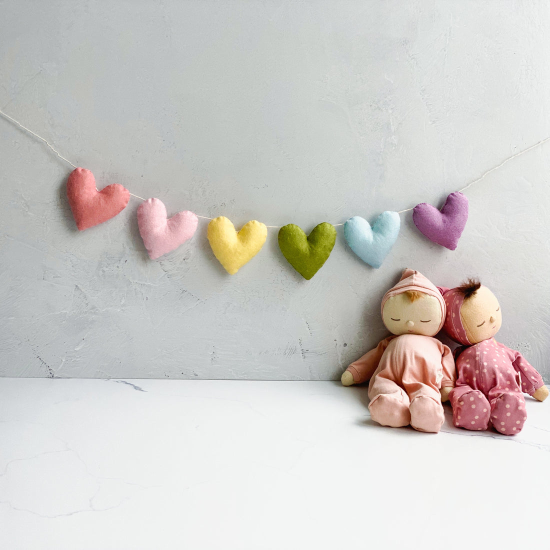 Valentine Garland, Pastel Rainbow Felt Garland, Felt Hearts, Heart Garland, Valentine Mantle Decor