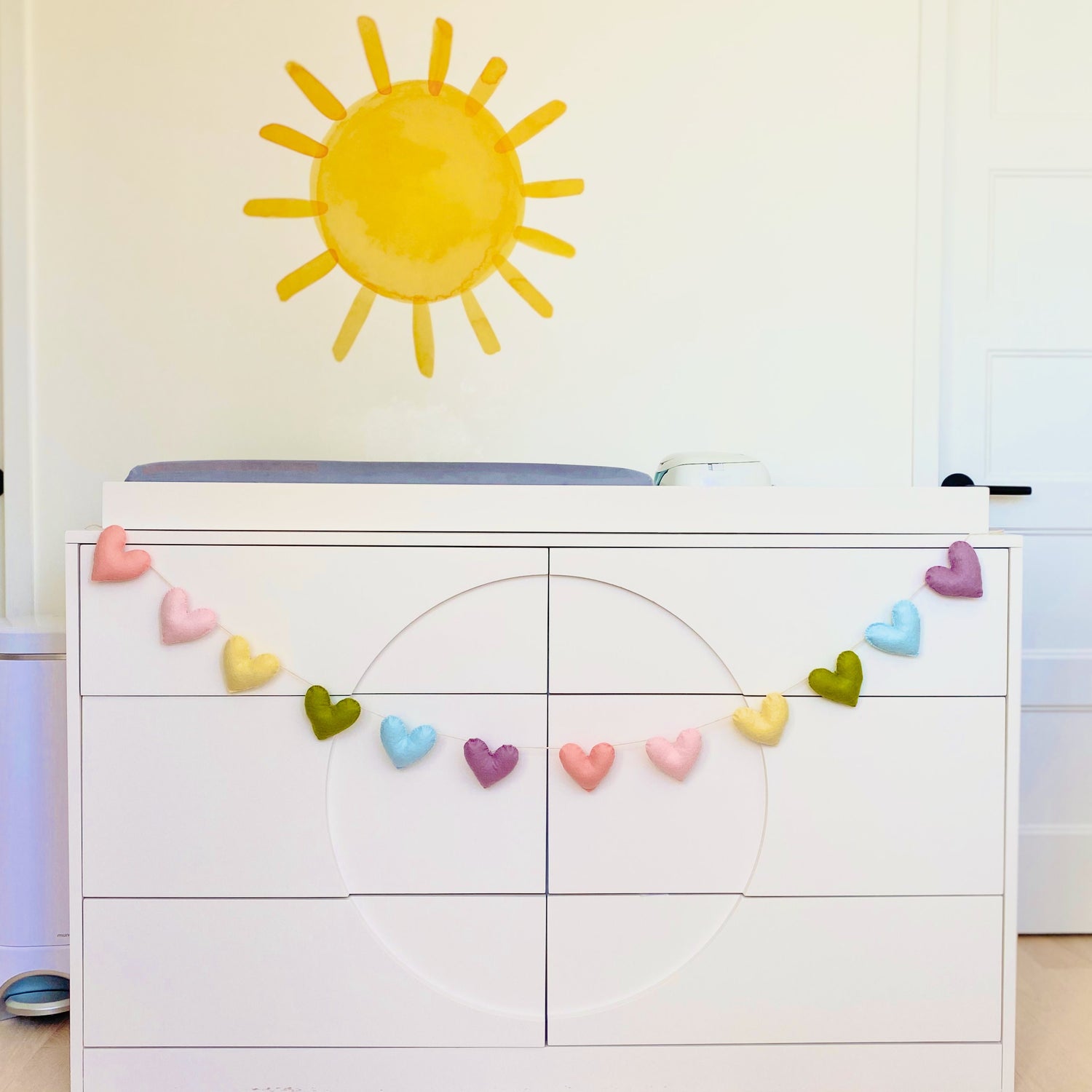 Valentine Garland, Pastel Rainbow Felt Garland, Felt Hearts, Heart Garland, Valentine Mantle Decor