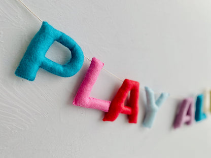 Playroom Sign, Play Sign, Felt Wall Hanging, Felt Letters, Toddler Boy Playroom, Boys Playroom Decor