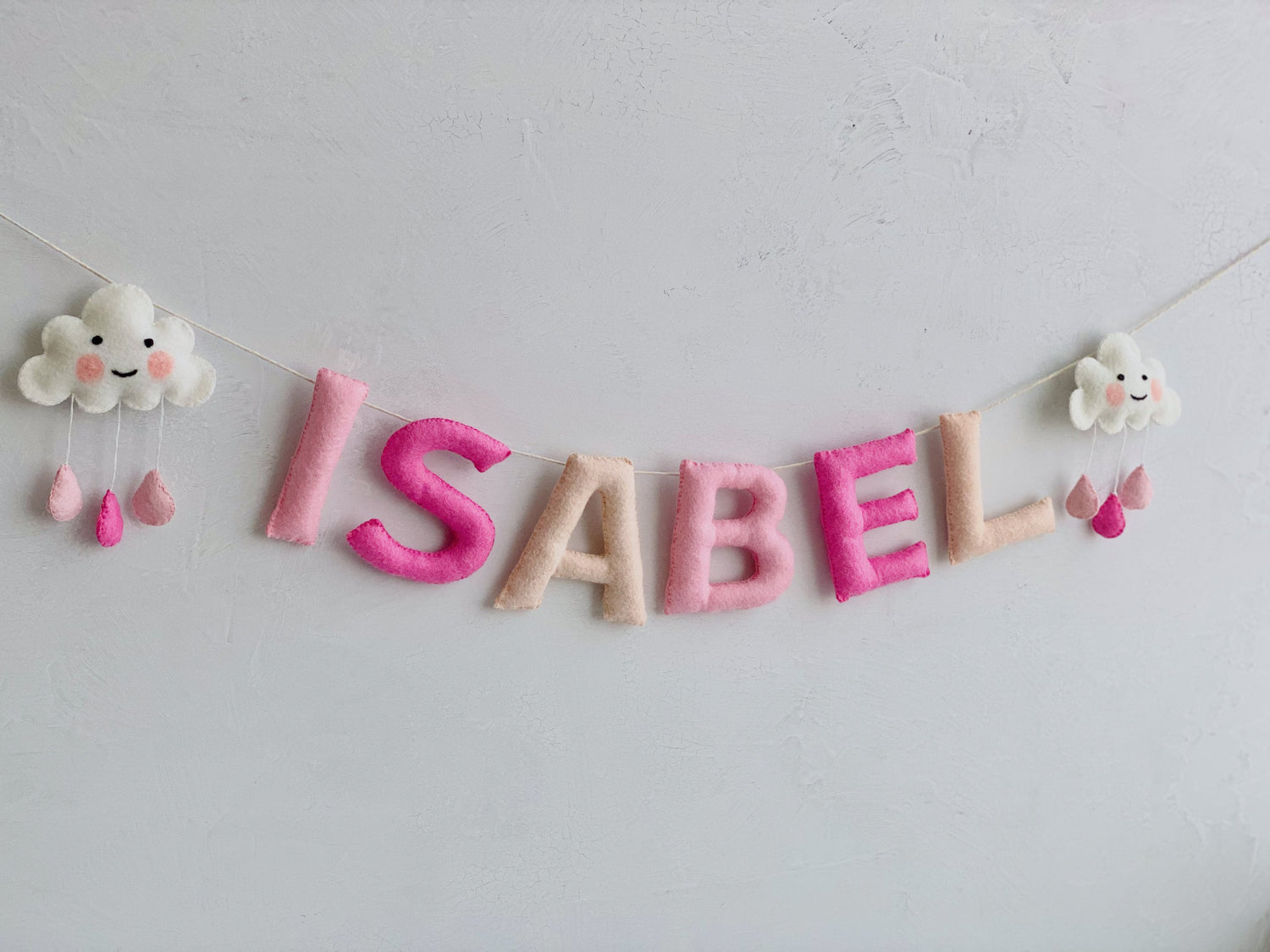 Felt Name Banner, Nursery Name Sign Girl, Blush Pink Wall Art, Baby Girl Shower Banner, Toddler Girl Room Decor
