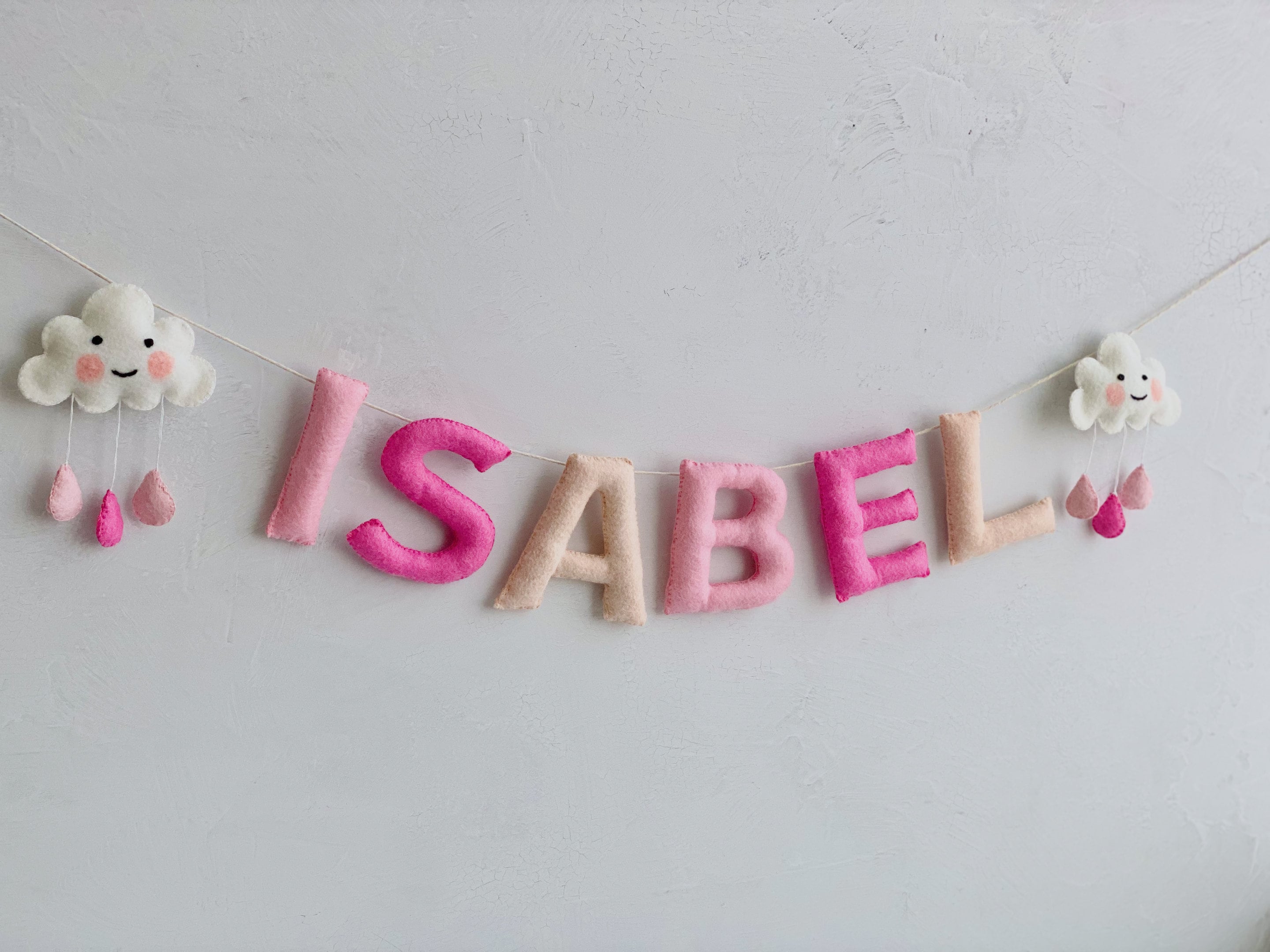 Felt Name Banner, Nursery Name Sign Girl, Blush Pink Wall Art, Baby Girl Shower Banner, Toddler Girl Room Decor