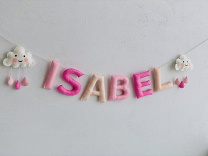Felt Name Banner, Nursery Name Sign Girl, Blush Pink Wall Art, Baby Girl Shower Banner, Toddler Girl Room Decor