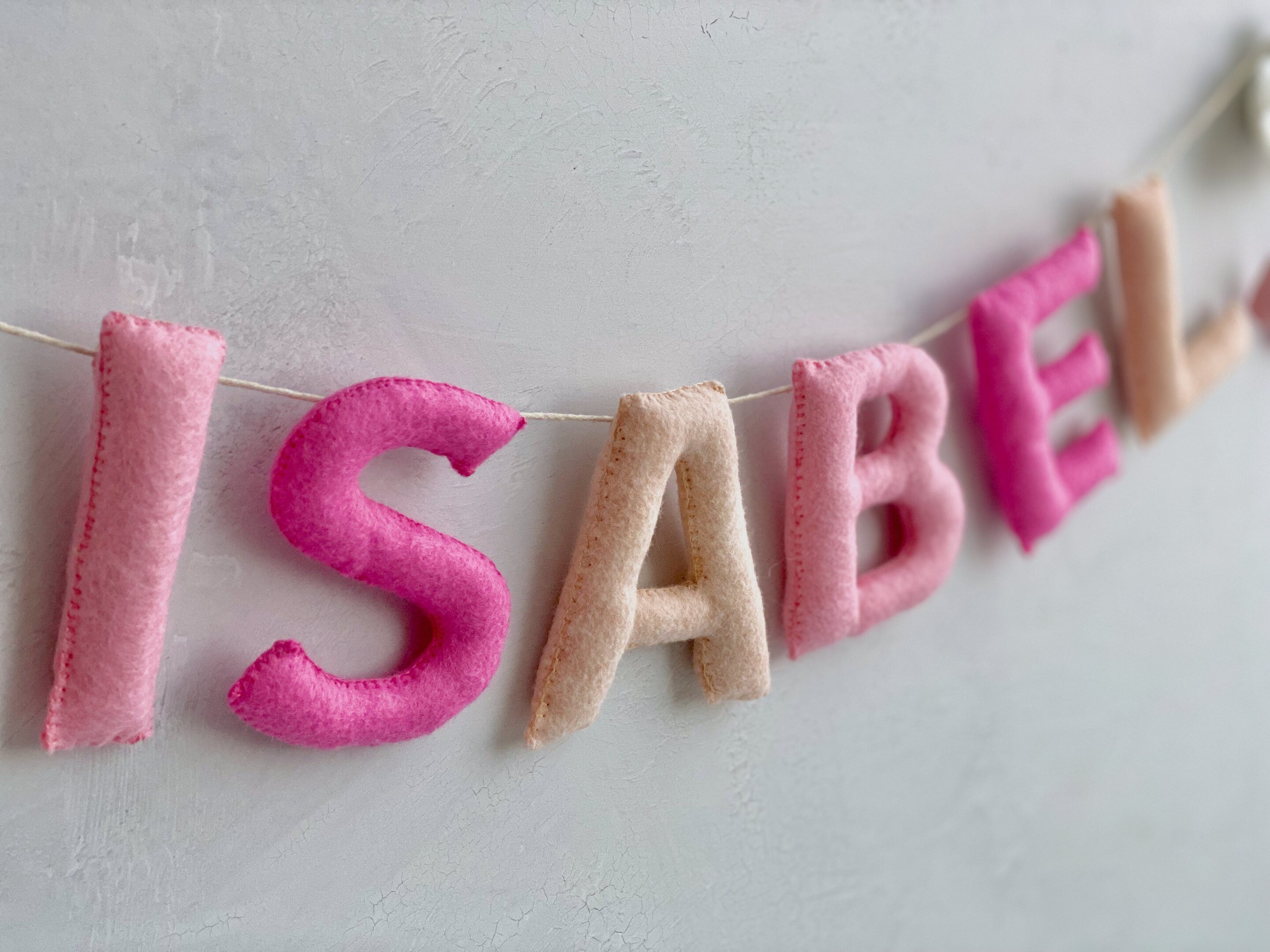 Felt Name Banner, Nursery Name Sign Girl, Blush Pink Wall Art, Baby Girl Shower Banner, Toddler Girl Room Decor