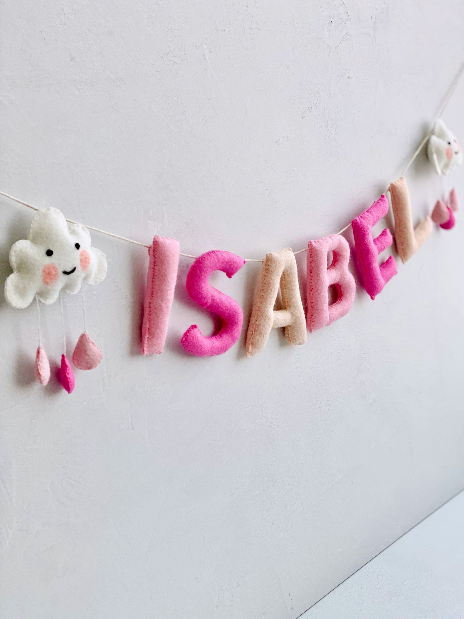 Felt Name Banner, Nursery Name Sign Girl, Blush Pink Wall Art, Baby Girl Shower Banner, Toddler Girl Room Decor