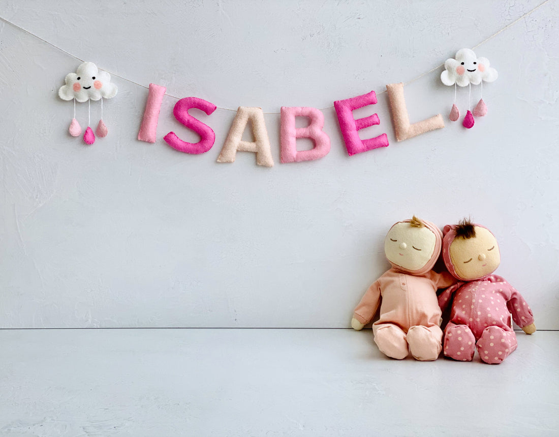 Felt Name Banner, Nursery Name Sign Girl, Blush Pink Wall Art, Baby Girl Shower Banner, Toddler Girl Room Decor
