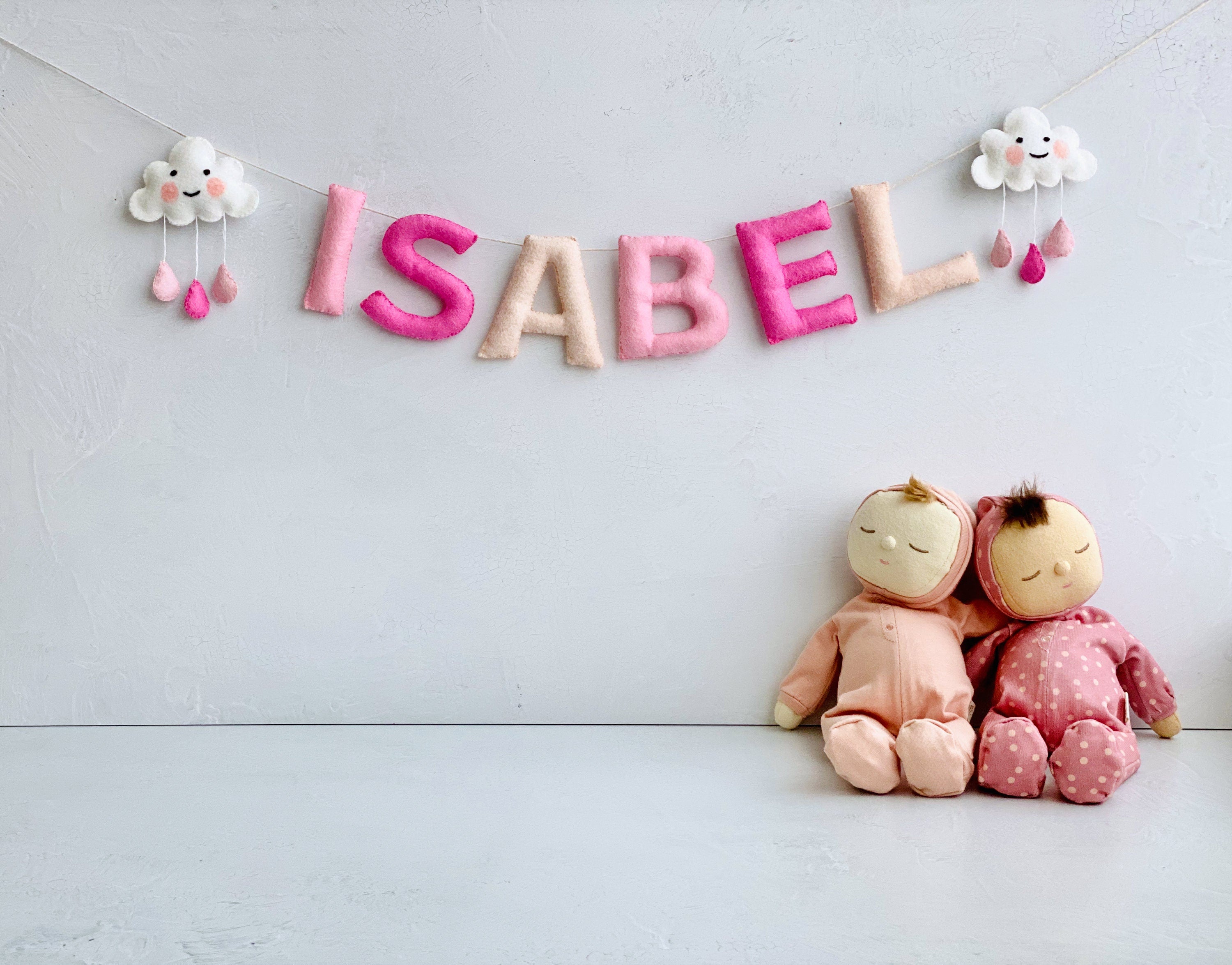 Felt Name Banner, Nursery Name Sign Girl, Blush Pink Wall Art, Baby Girl Shower Banner, Toddler Girl Room Decor