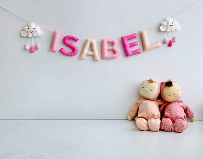 Felt Name Banner, Nursery Name Sign Girl, Blush Pink Wall Art, Baby Girl Shower Banner, Toddler Girl Room Decor