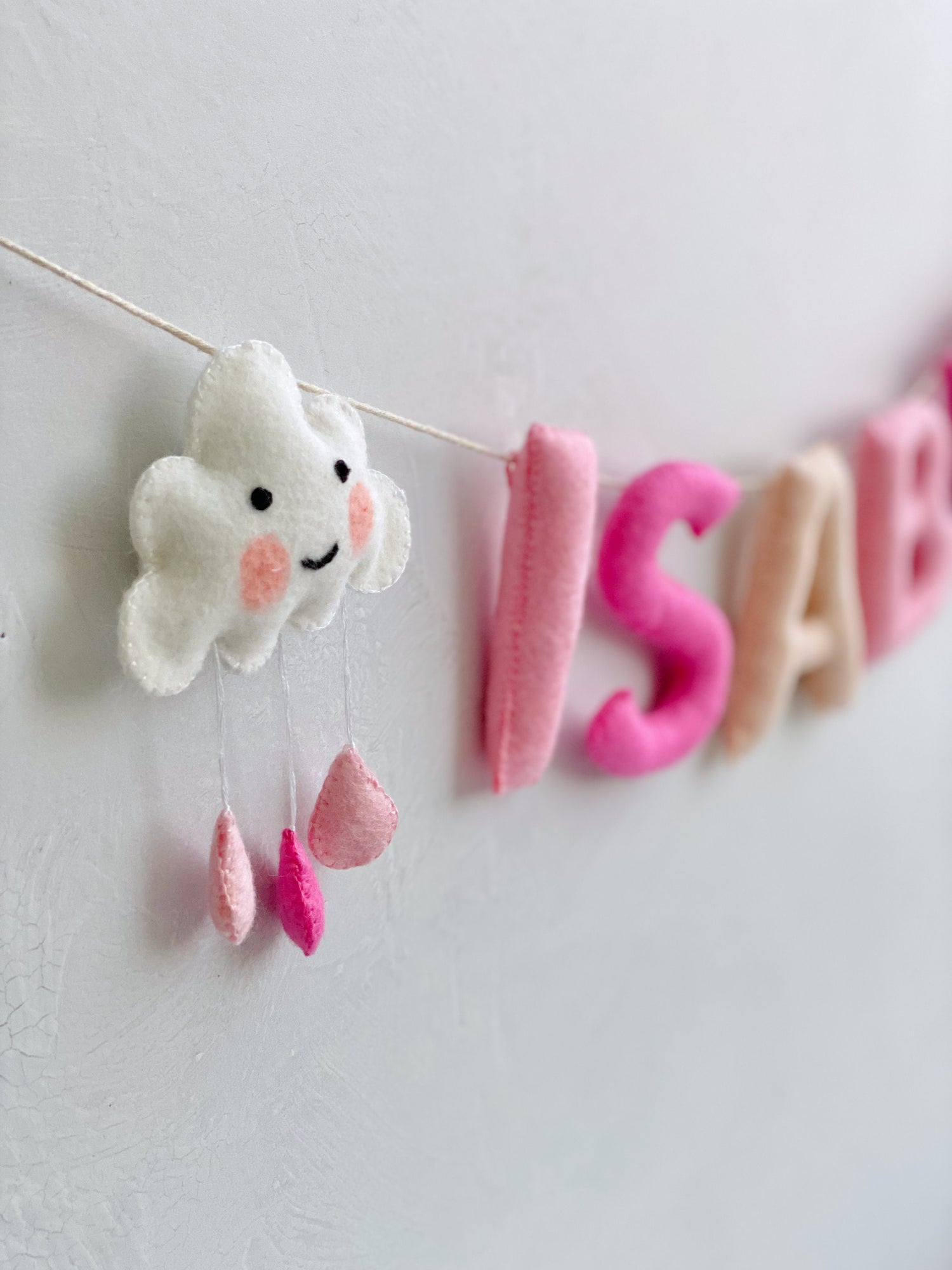 Felt Name Banner, Nursery Name Sign Girl, Blush Pink Wall Art, Baby Girl Shower Banner, Toddler Girl Room Decor