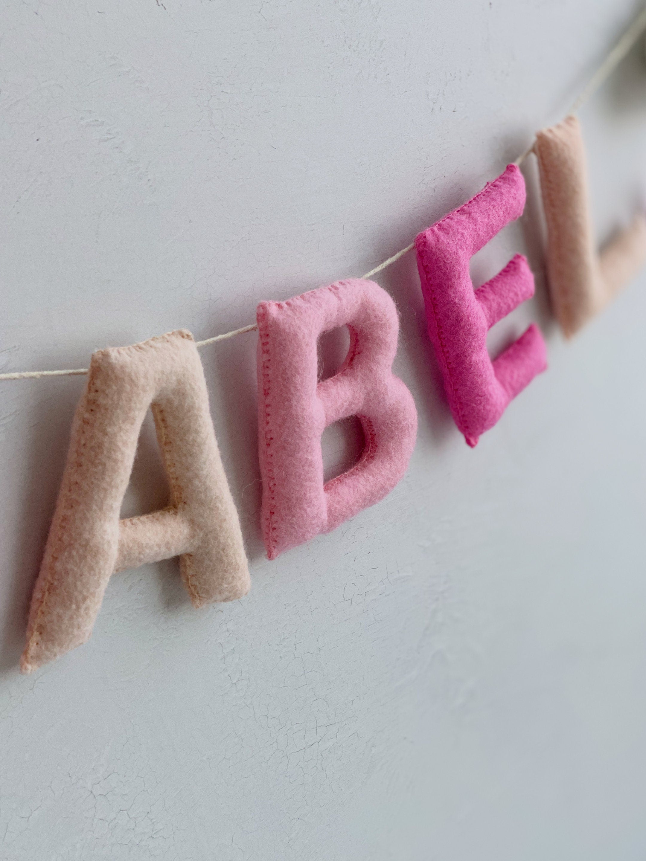 Felt Name Banner, Nursery Name Sign Girl, Blush Pink Wall Art, Baby Girl Shower Banner, Toddler Girl Room Decor