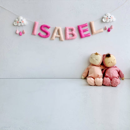 Felt Name Banner, Nursery Name Sign Girl, Blush Pink Wall Art, Baby Girl Shower Banner, Toddler Girl Room Decor