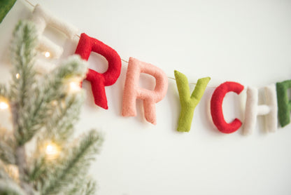Christmas Mantle Garland, Felt Christmas Garland for Mantle, Merry Christmas Garland, Christmas Mantel decoration