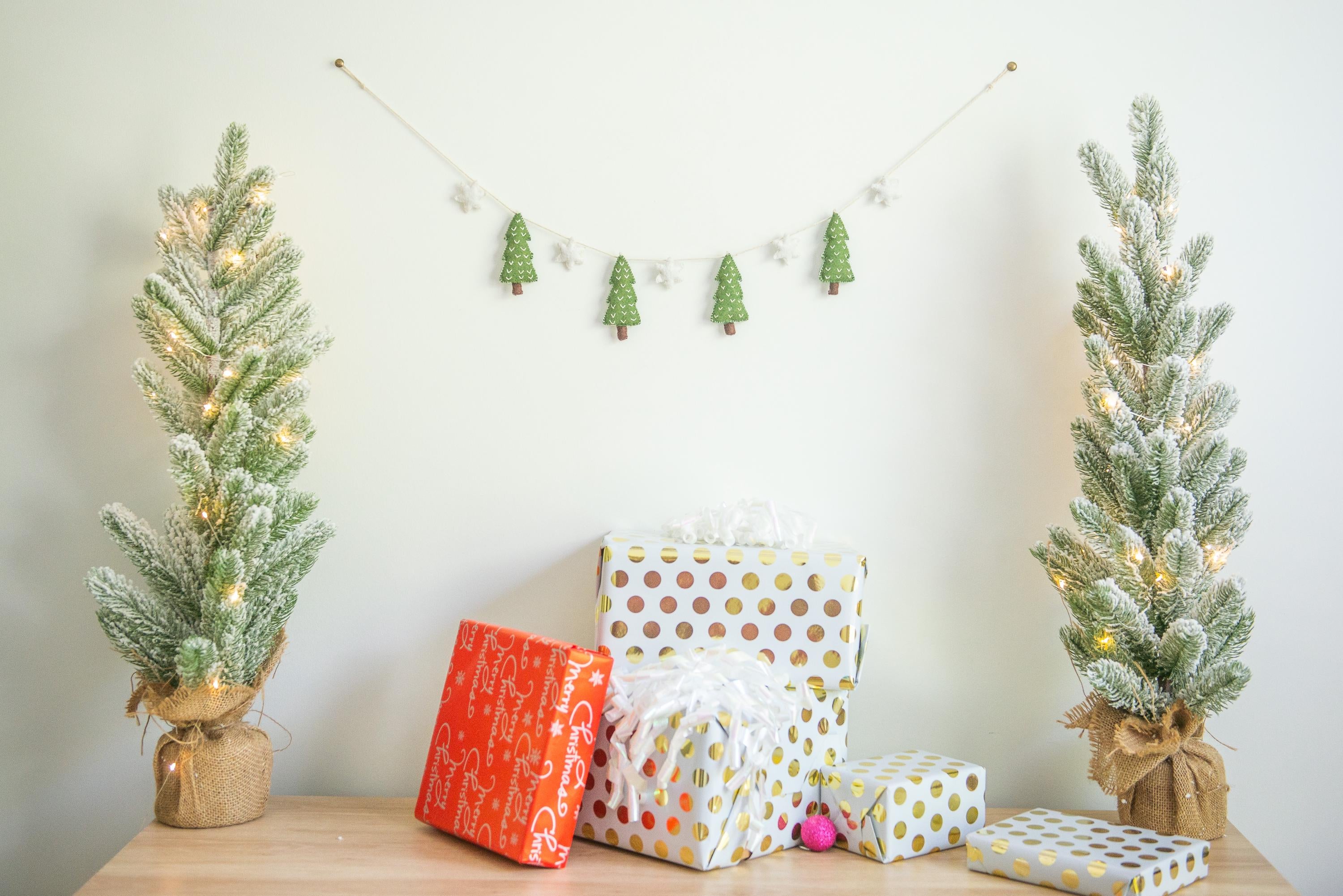 Christmas Tree Garland, Felt Christmas Decorations, Christmas Mantle Garland, Christmas Mantel Decor