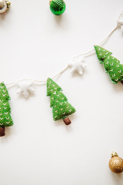 Christmas Tree Garland, Felt Christmas Decorations, Christmas Mantle Garland, Christmas Mantel Decor