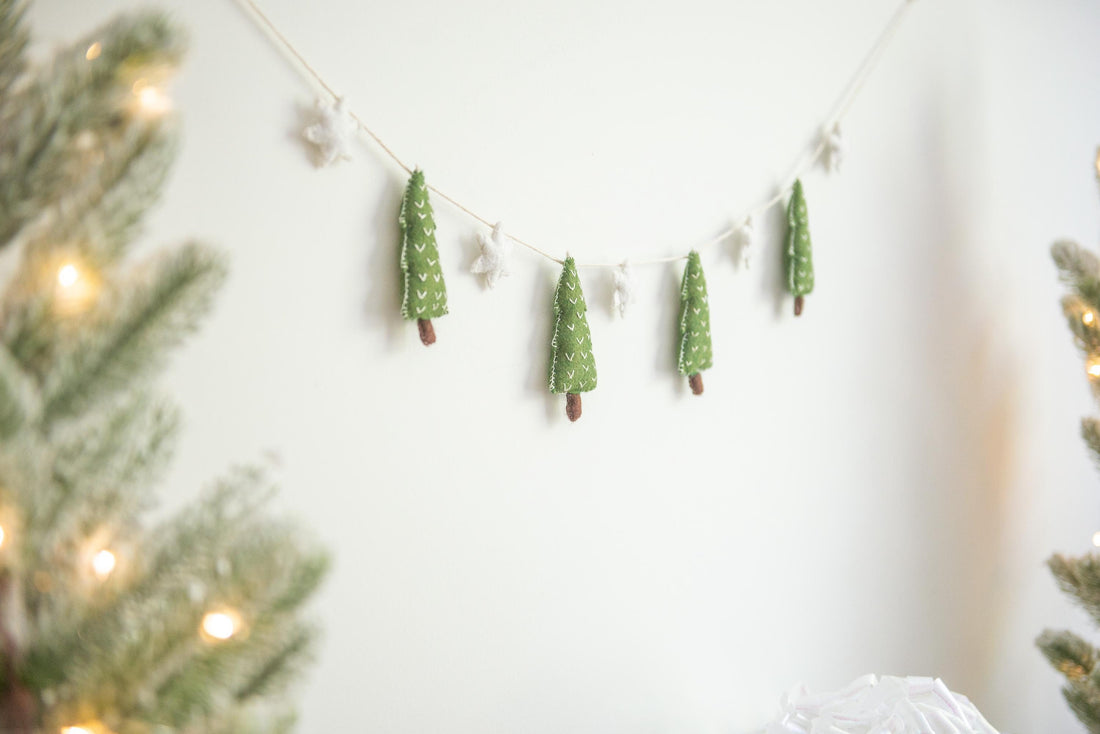 Christmas Tree Garland, Felt Christmas Decorations, Christmas Mantle Garland, Christmas Mantel Decor