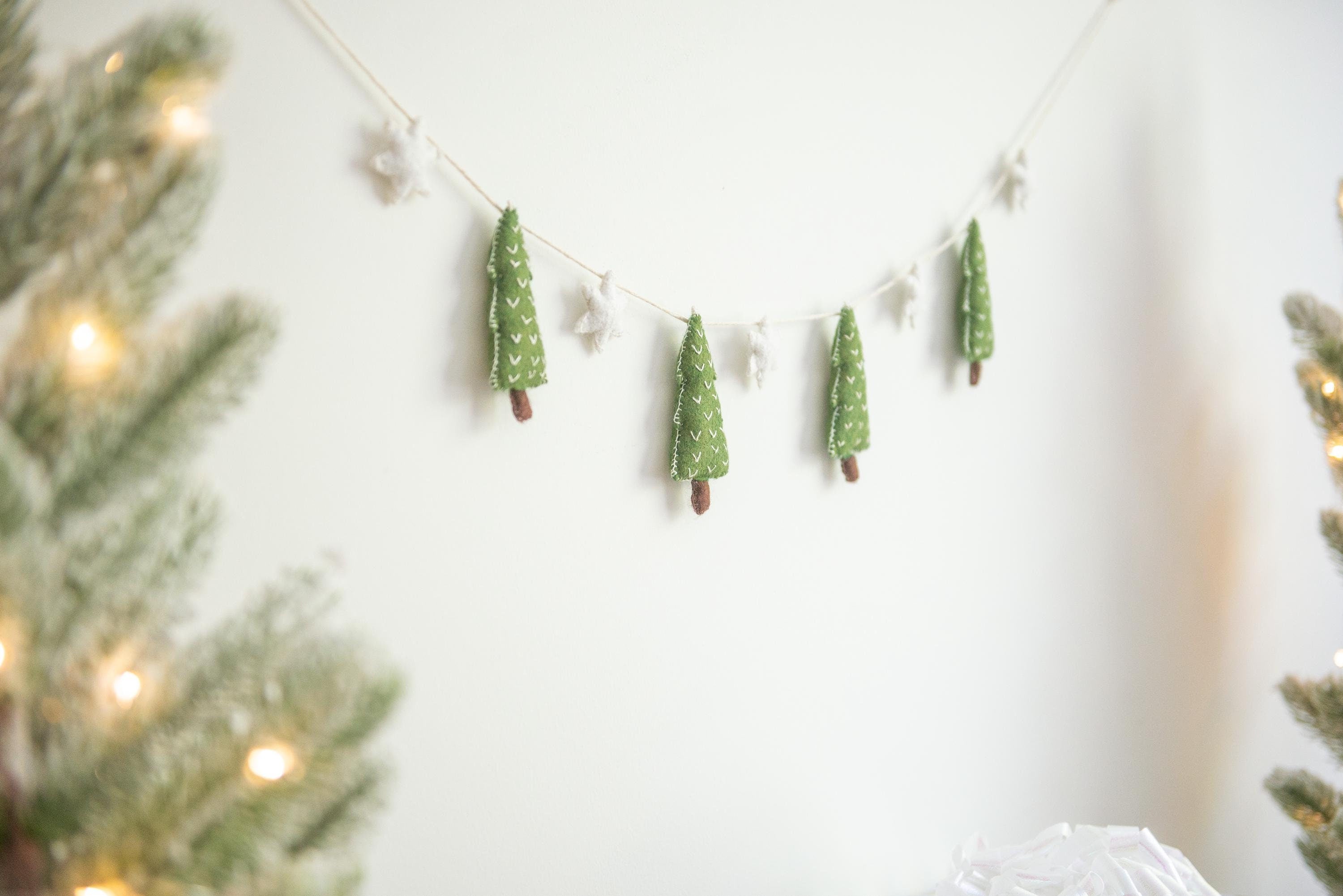 Christmas Tree Garland, Felt Christmas Decorations, Christmas Mantle Garland, Christmas Mantel Decor