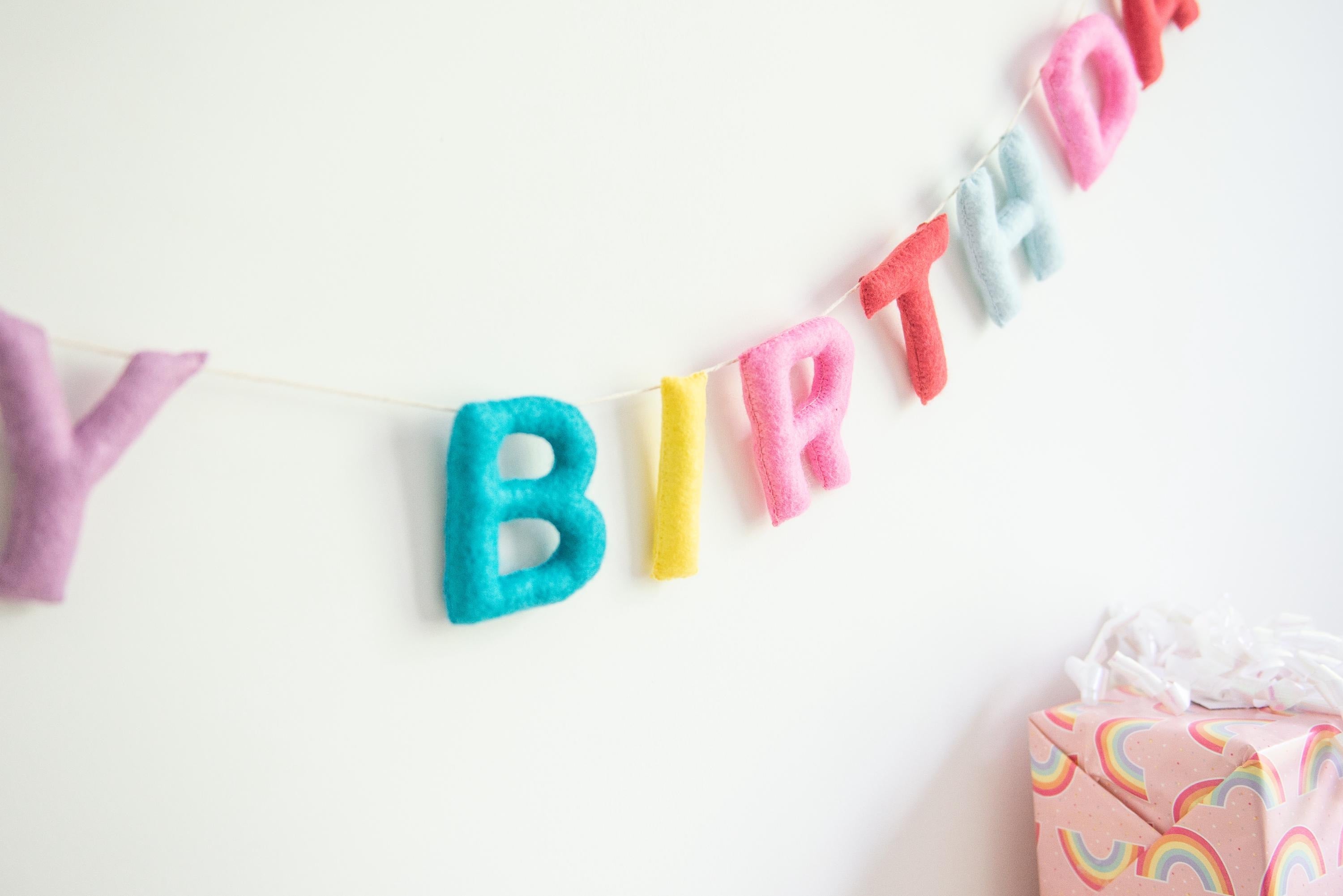 Felt Happy Birthday Banner, Wool Garland, Eco Friendly Garland, Felt Letters, Felt Garland, Birthday Decorations
