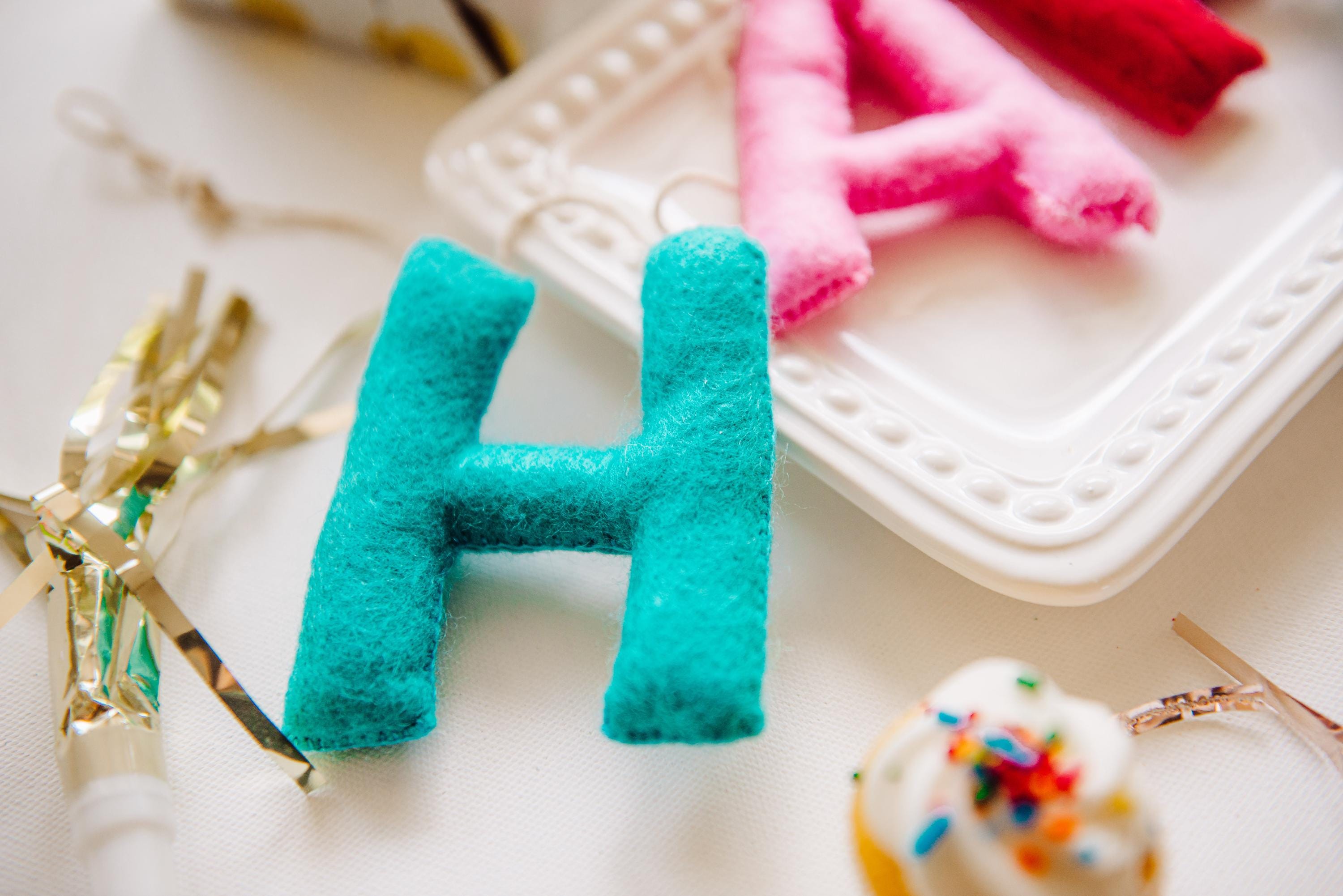 Felt Happy Birthday Banner, Wool Garland, Eco Friendly Garland, Felt Letters, Felt Garland, Birthday Decorations