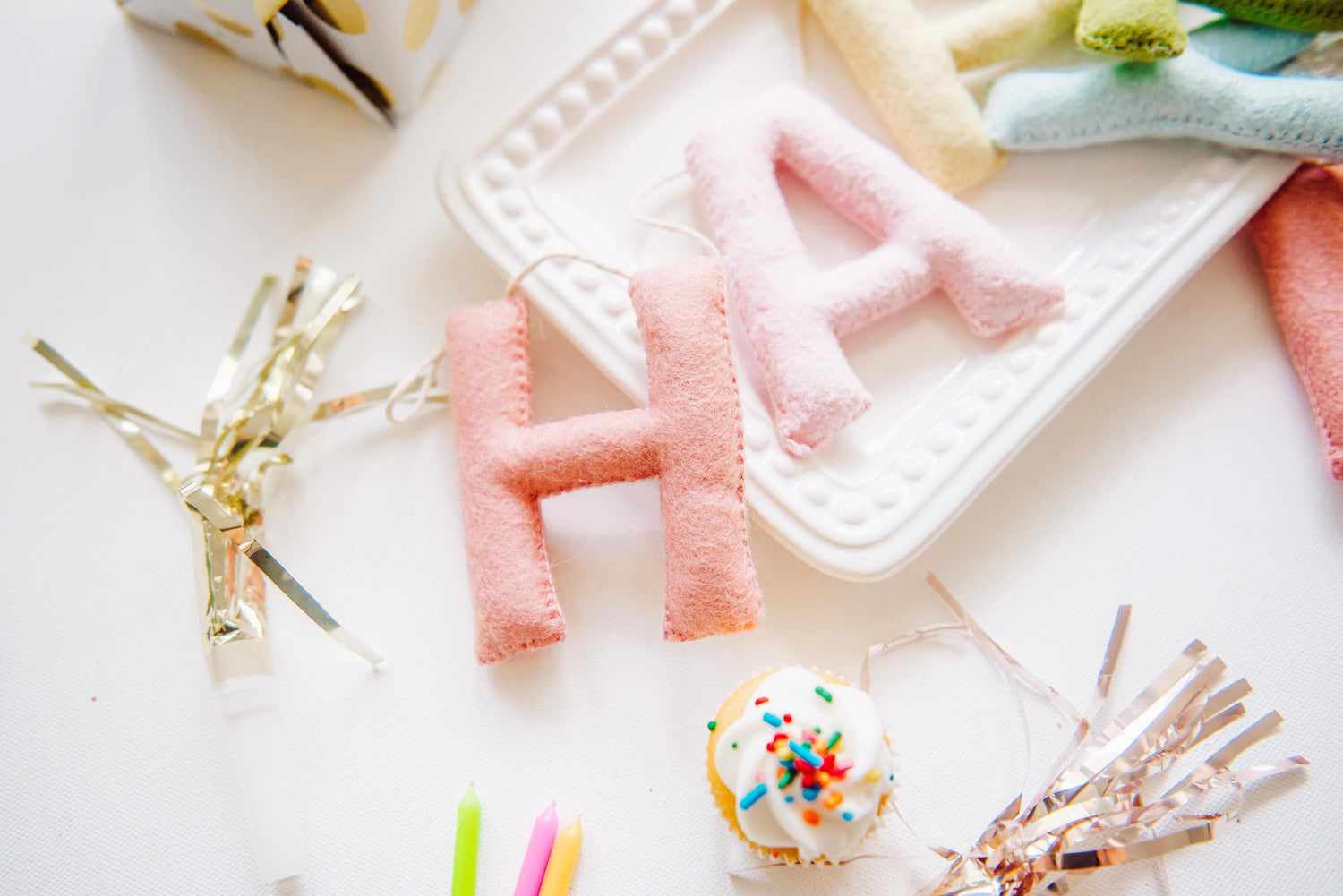 Personalized Pastel Rainbow Felt Happy Birthday Banner, 1st Birthday Decor