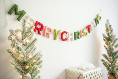 Christmas Mantle Garland, Felt Christmas Garland for Mantle, Merry Christmas Garland, Christmas Mantel decoration