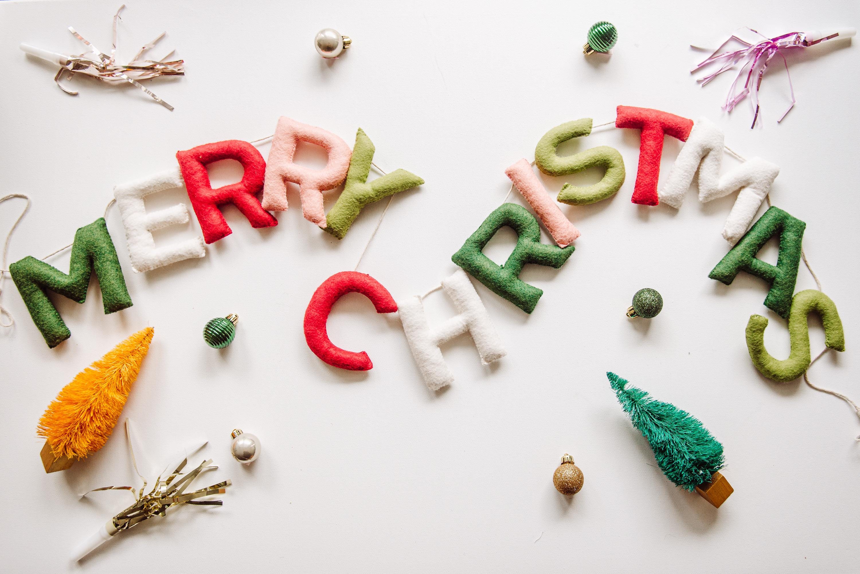 Christmas Mantle Garland, Felt Christmas Garland for Mantle, Merry Christmas Garland, Christmas Mantel decoration