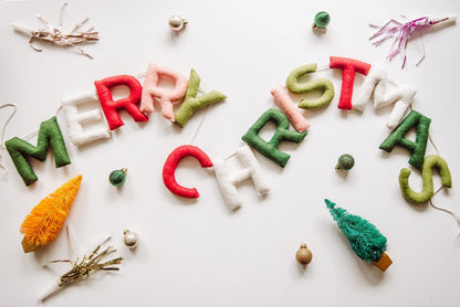 Christmas Mantle Garland, Felt Christmas Garland for Mantle, Merry Christmas Garland, Christmas Mantel decoration