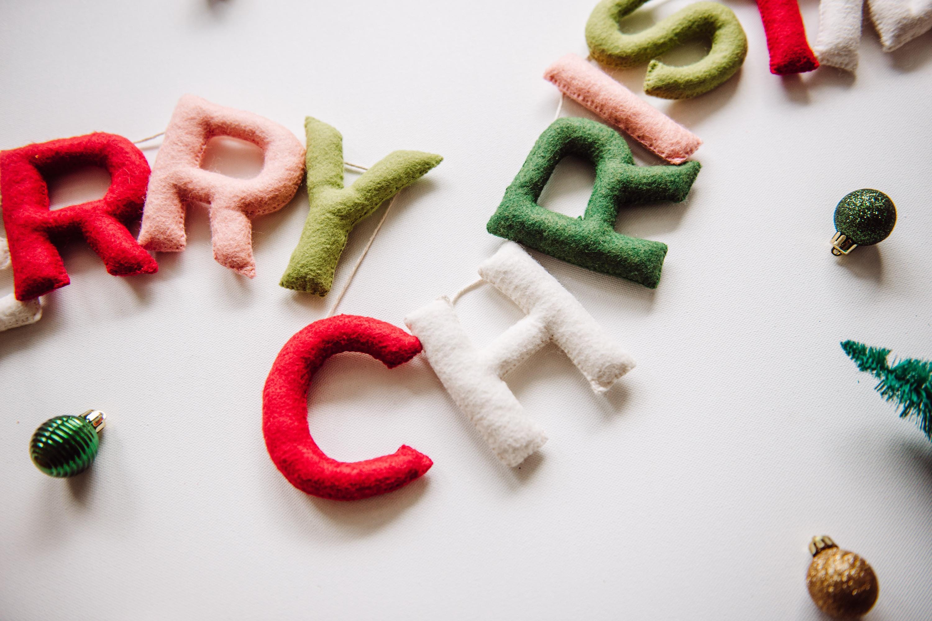 Christmas Mantle Garland, Felt Christmas Garland for Mantle, Merry Christmas Garland, Christmas Mantel decoration