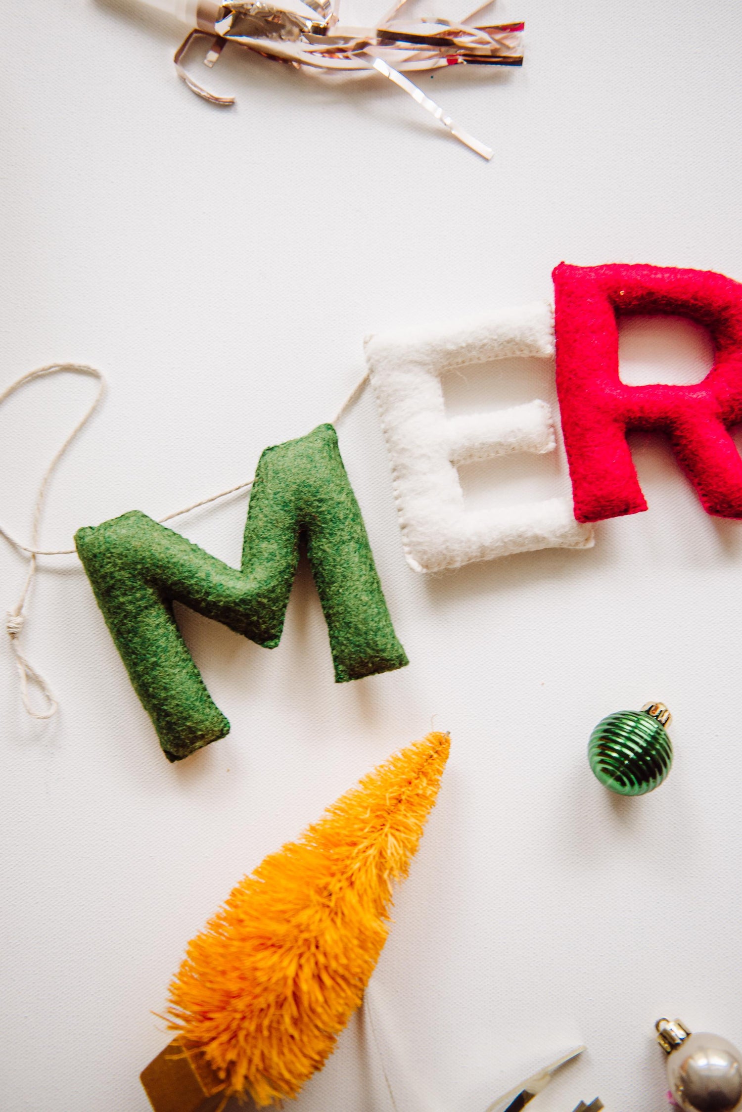 Christmas Mantle Garland, Felt Christmas Garland for Mantle, Merry Christmas Garland, Christmas Mantel decoration