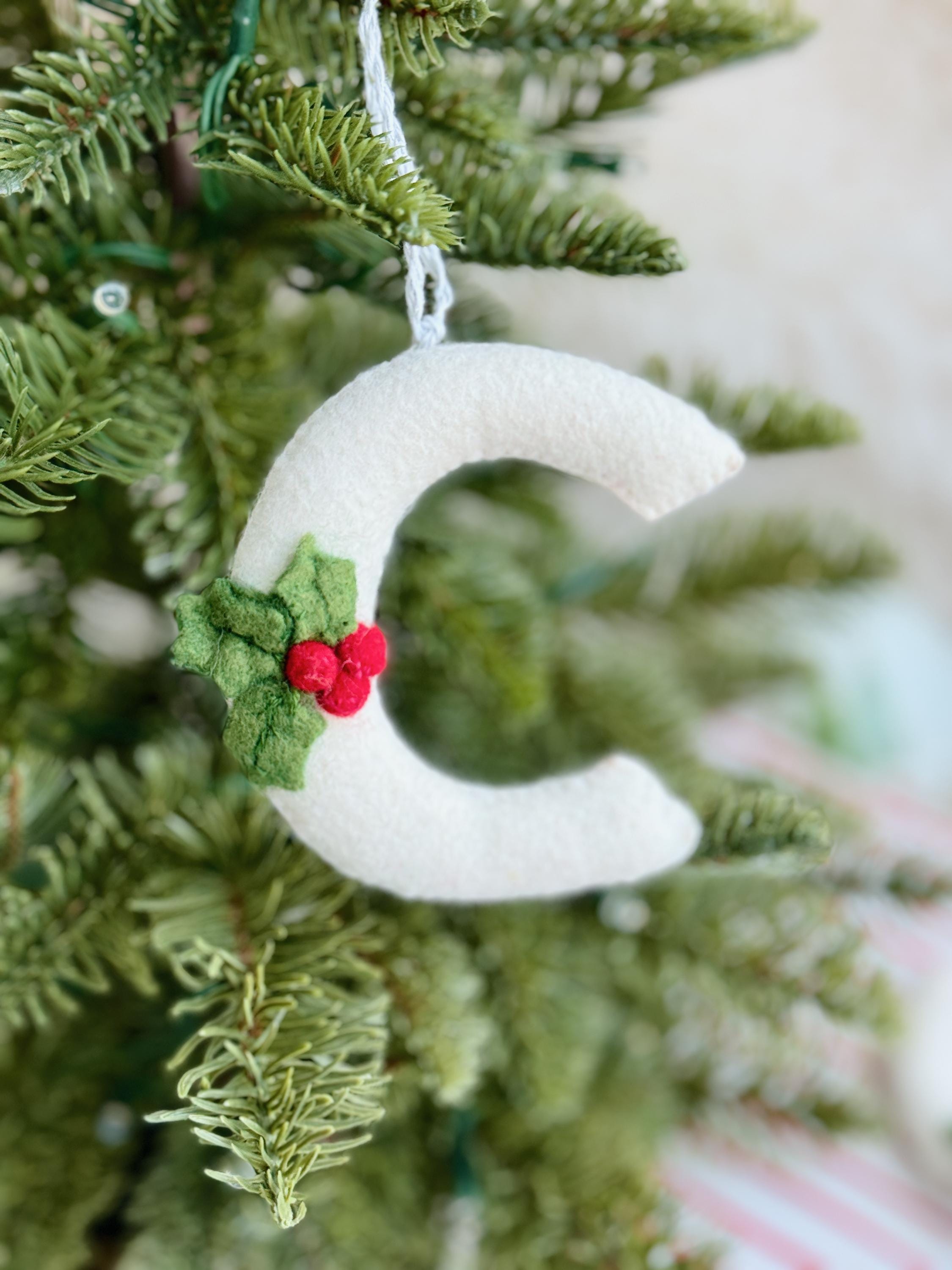 Initial Ornament, Handmade Felt Ornaments, Personalized Stocking Tags, Stocking Stuffers For Teens