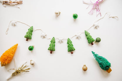 Christmas Tree Garland, Felt Christmas Decorations, Christmas Mantle Garland, Christmas Mantel Decor