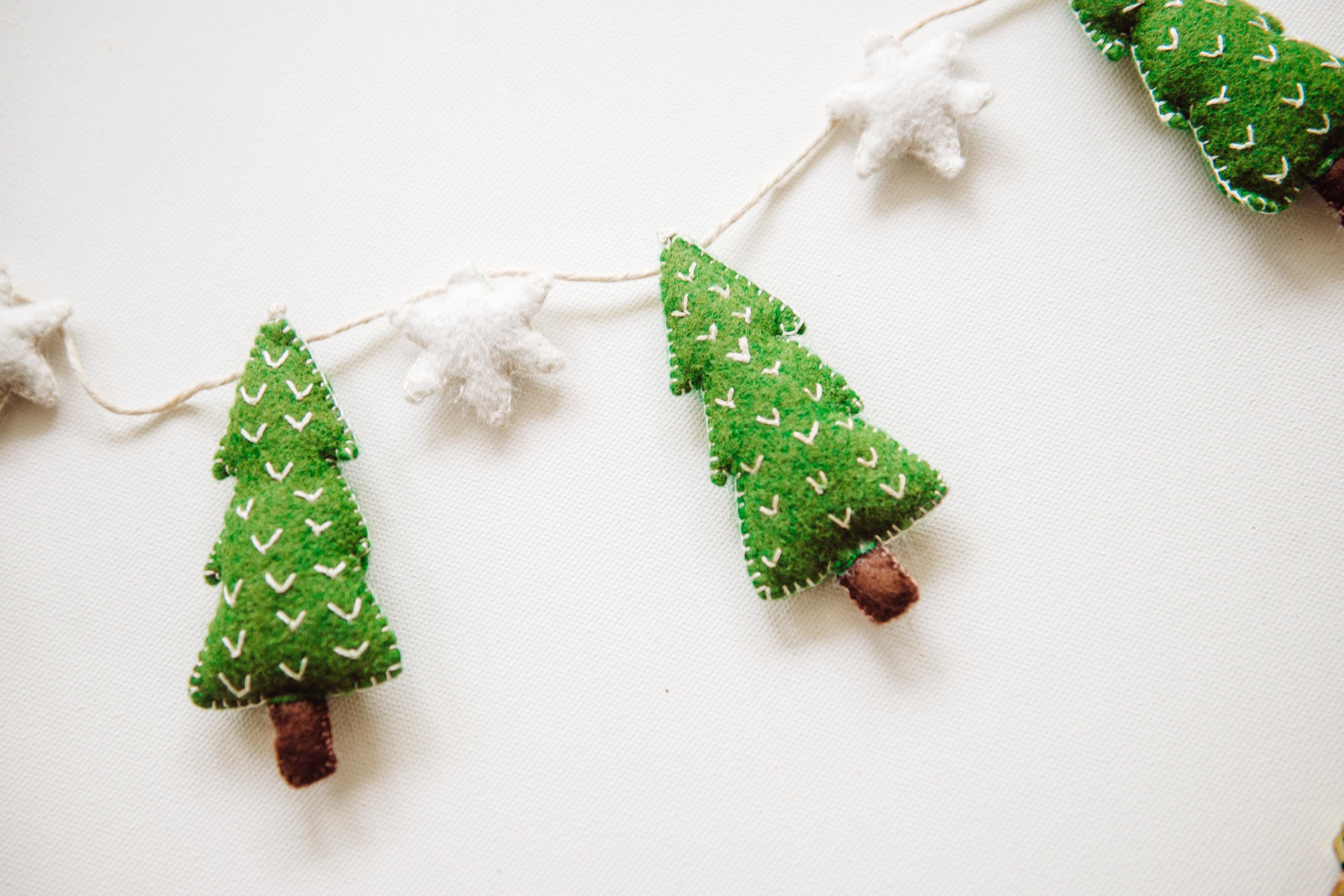 Christmas Tree Garland, Felt Christmas Decorations, Christmas Mantle Garland, Christmas Mantel Decor