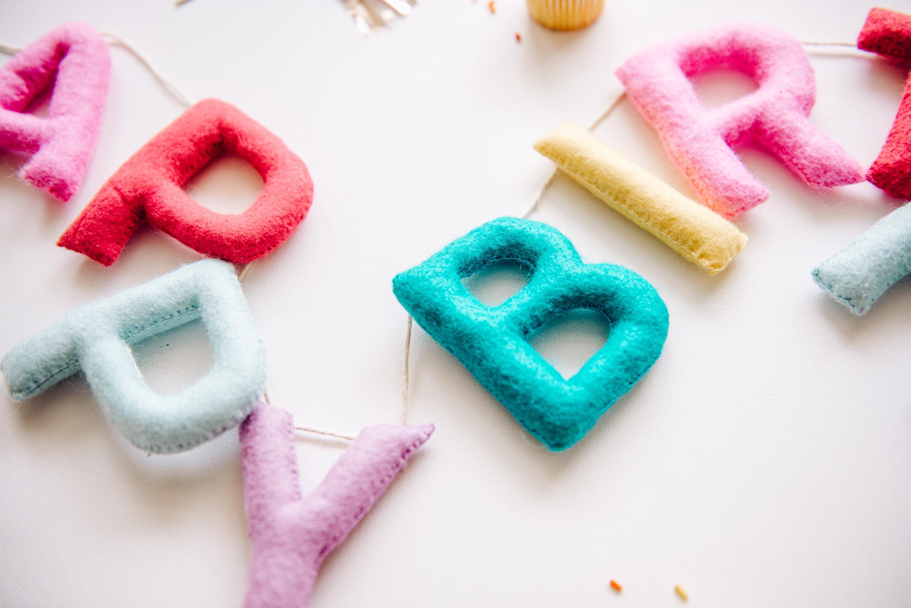 Felt Happy Birthday Banner, Wool Garland, Eco Friendly Garland, Felt Letters, Felt Garland, Birthday Decorations