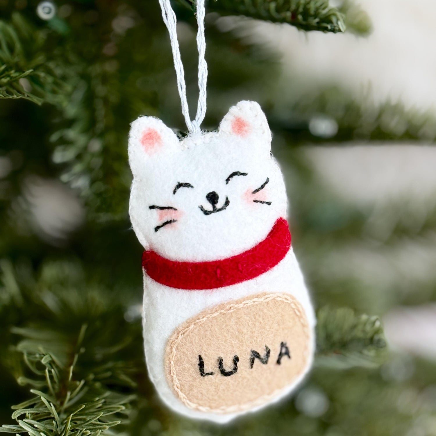 Custom Cat Ornament, Personalized Cat Memorial Ornament, Felt Christmas Tree Decorations, Pet Loss Gifts, Cat Mom Gifts