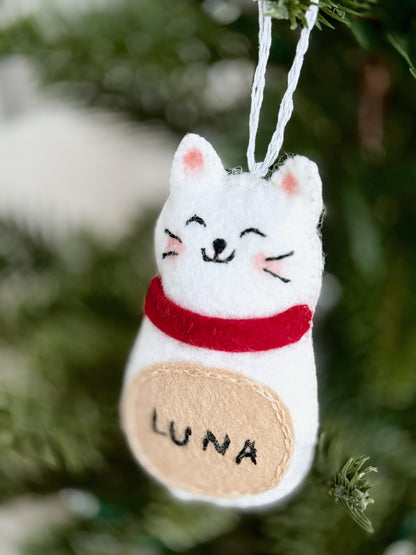 Custom Cat Ornament, Personalized Cat Memorial Ornament, Felt Christmas Tree Decorations, Pet Loss Gifts, Cat Mom Gifts