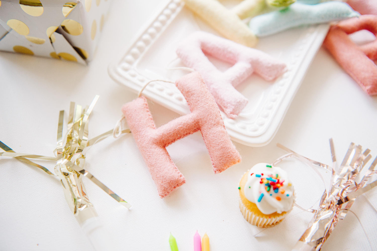Personalized Pastel Rainbow Felt Happy Birthday Banner, 1st Birthday Decor