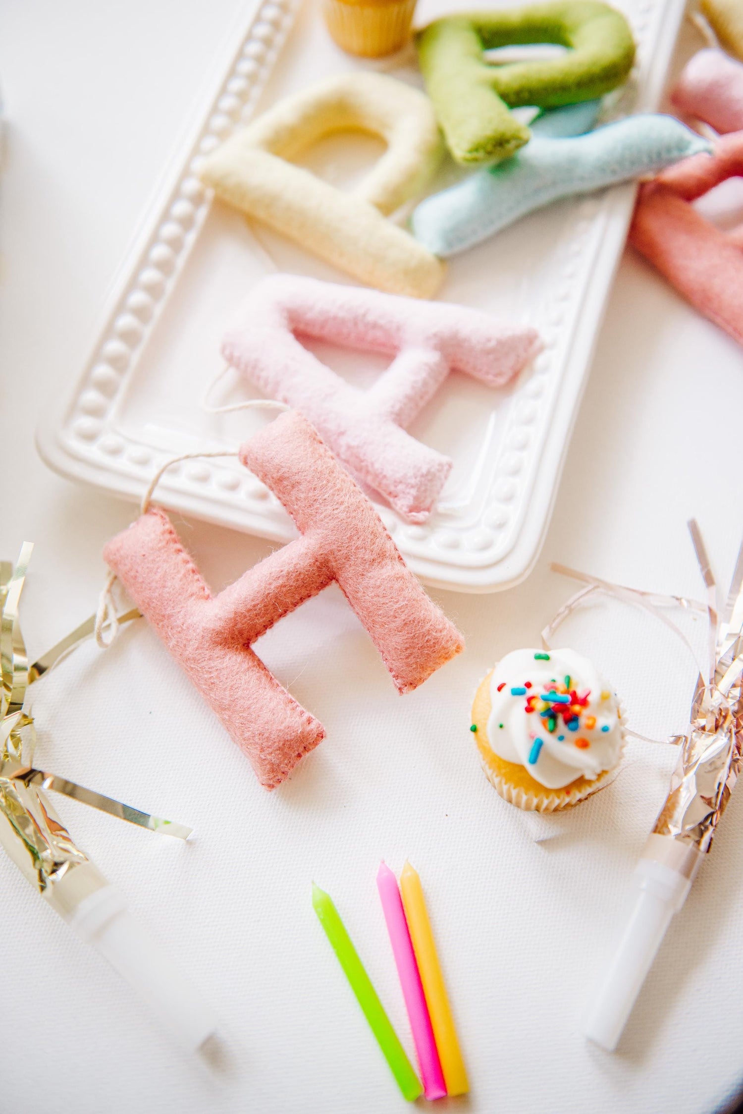 Personalized Pastel Rainbow Felt Happy Birthday Banner, 1st Birthday Decor